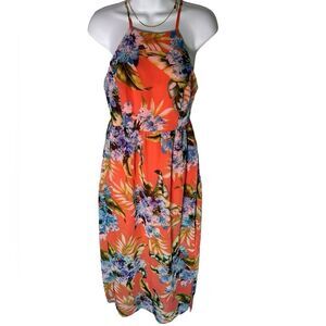 Emerald Sundae Floral Dress Adjustable Straps Juniors 3 Sheer Overlay Midi Skirt